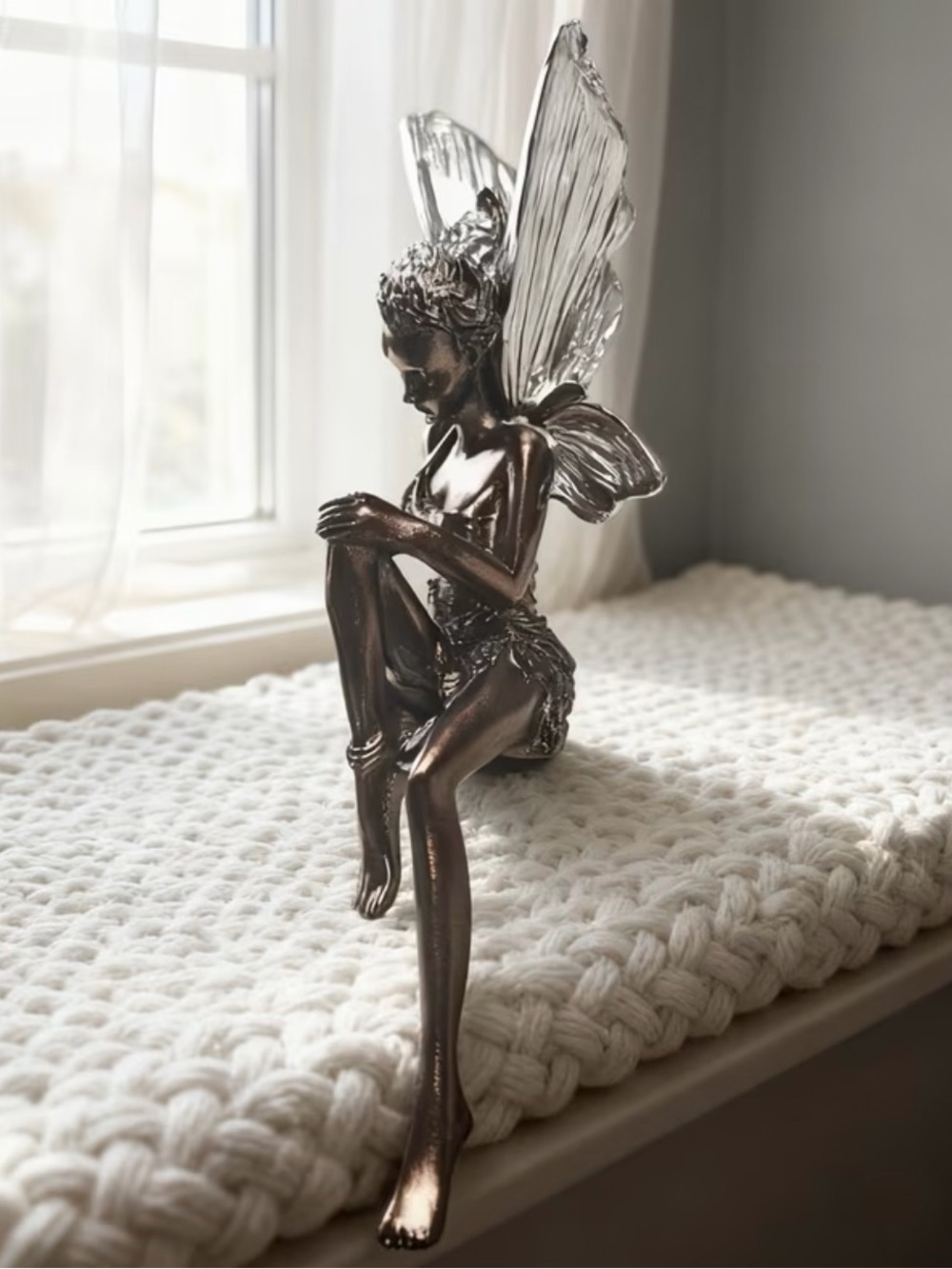 Bronze Fairy Sitting Sculpture - Picture 4 of 5